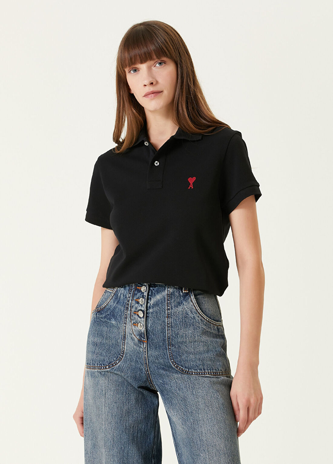 Ami Paris Siyah Logolu Polo T-shirt