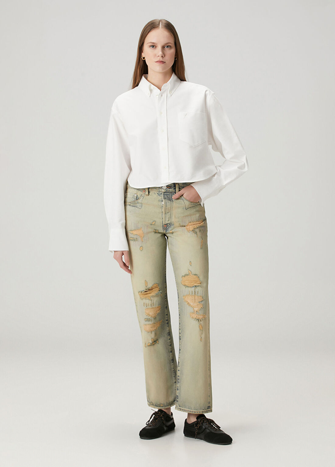 Kenzo Açık Mavi Yıpratmalı Jean Pantolon