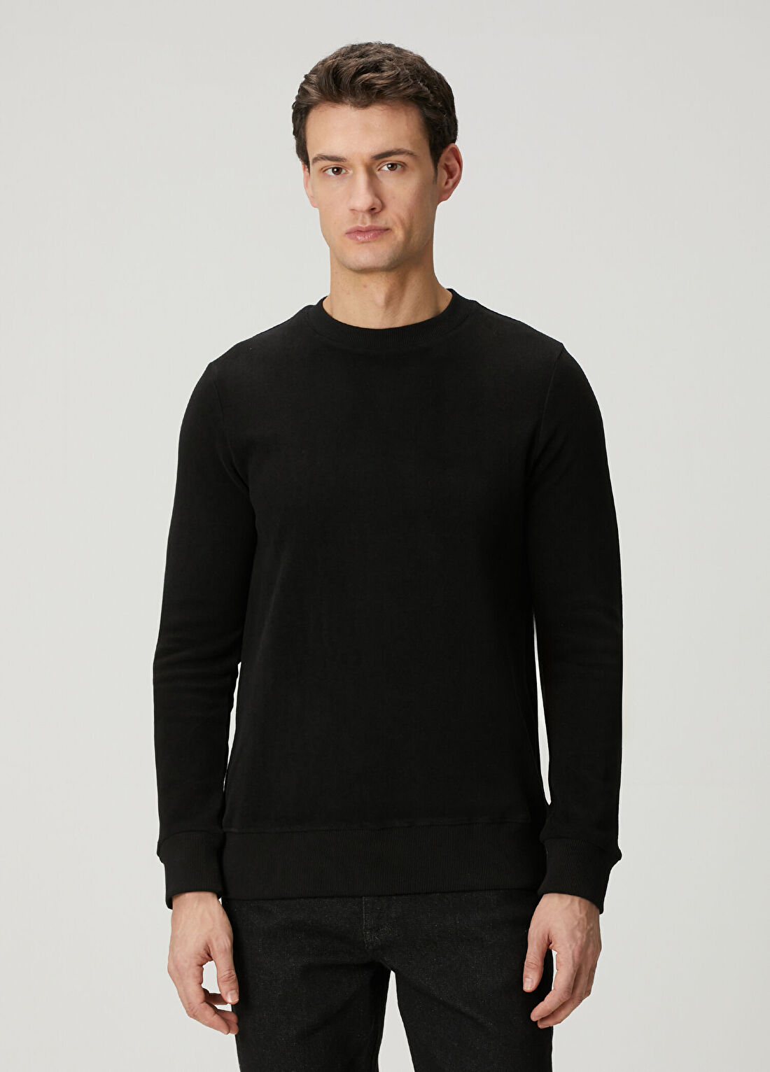 SimpleQloth Stockholm Siyah Bisiklet Yaka Regular Fit Erkek Sweatshirt