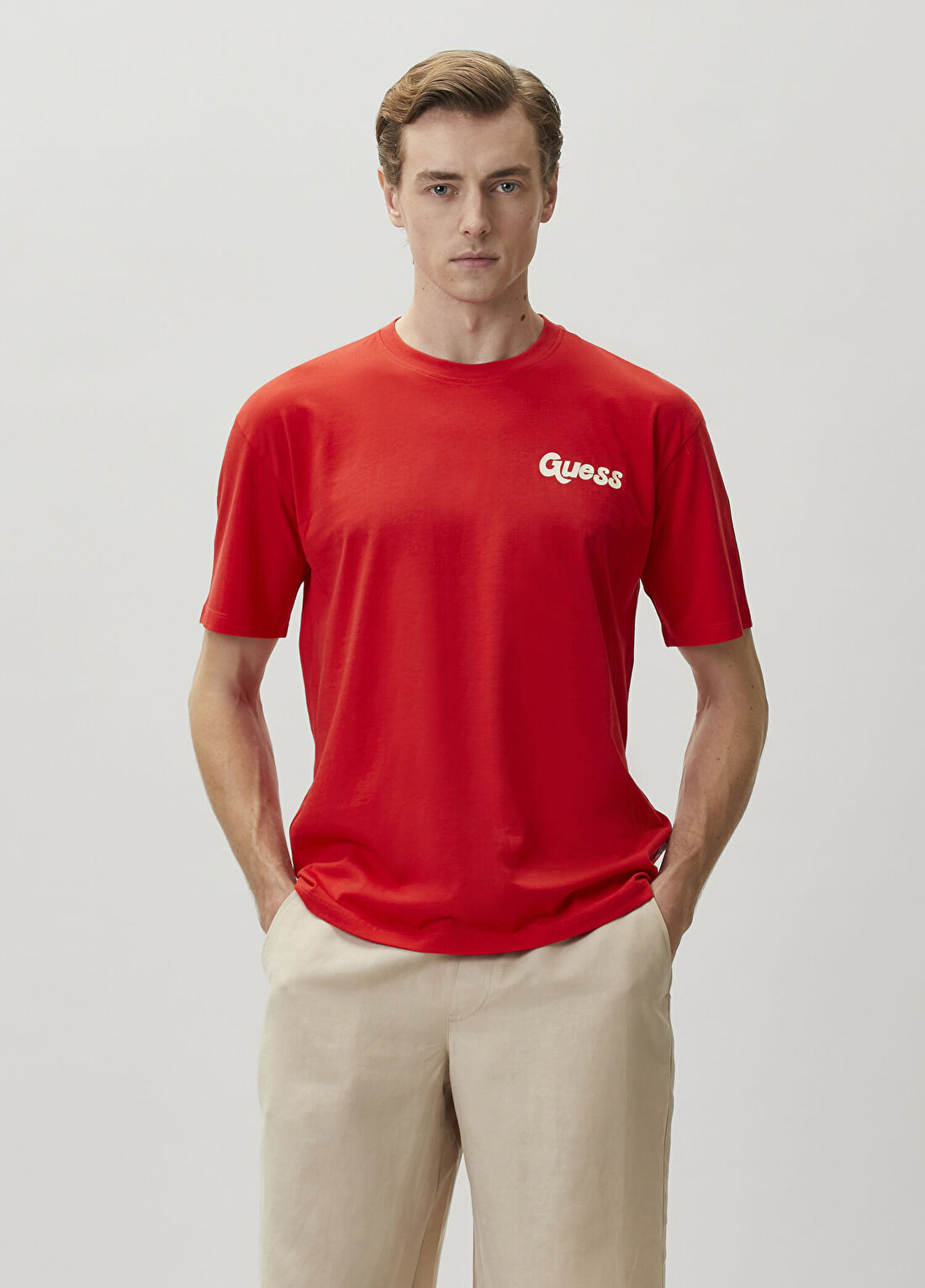Guess Regular Fit Hawaiian Pembe T-shirt