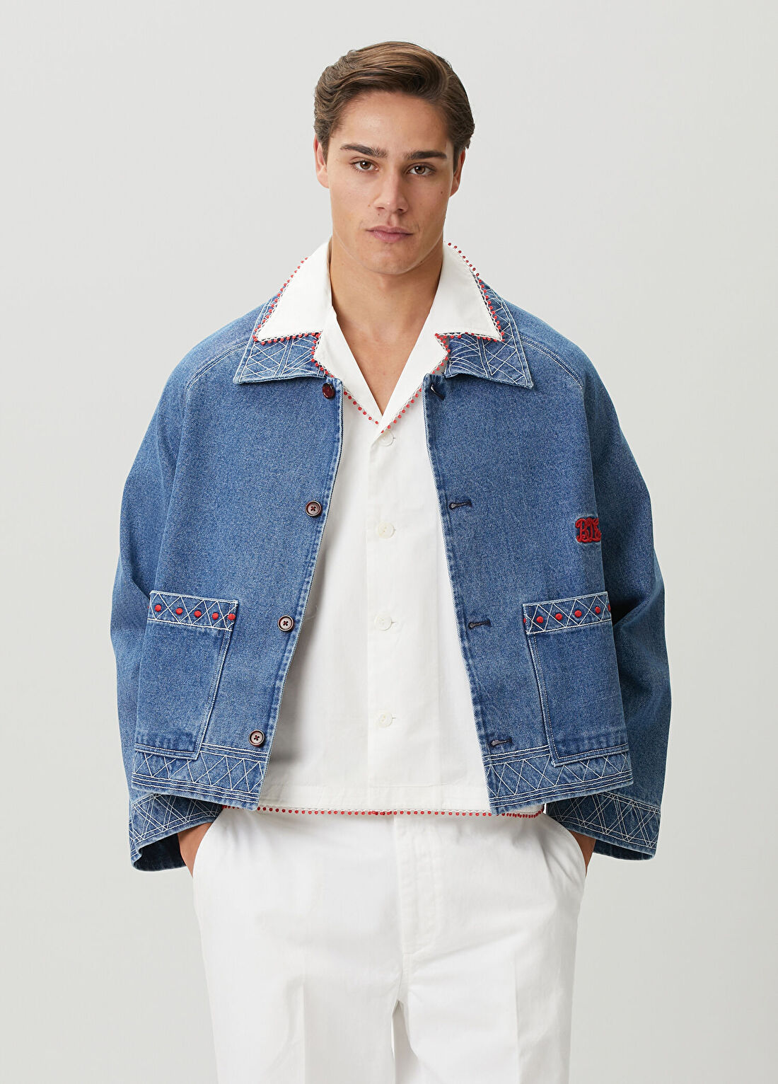 Bode Mavi Nakış Detaylı Denim Ceket