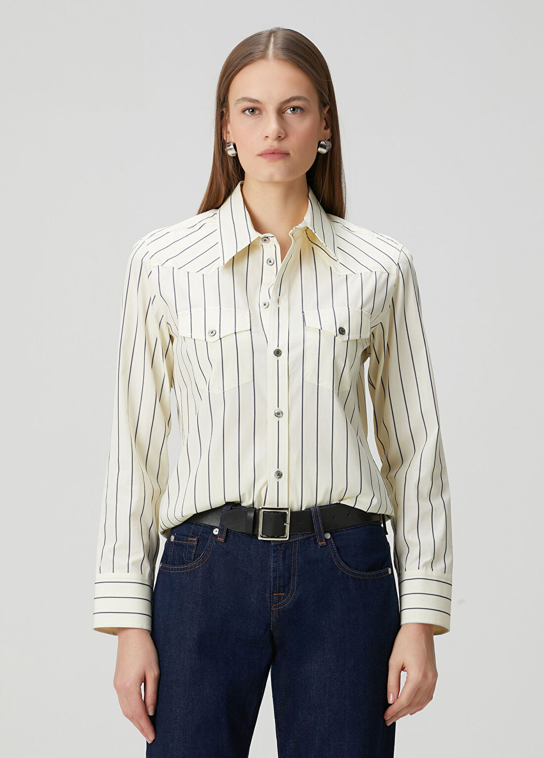 Zadig&Voltaire Thelma Ekru Çizgili Gömlek