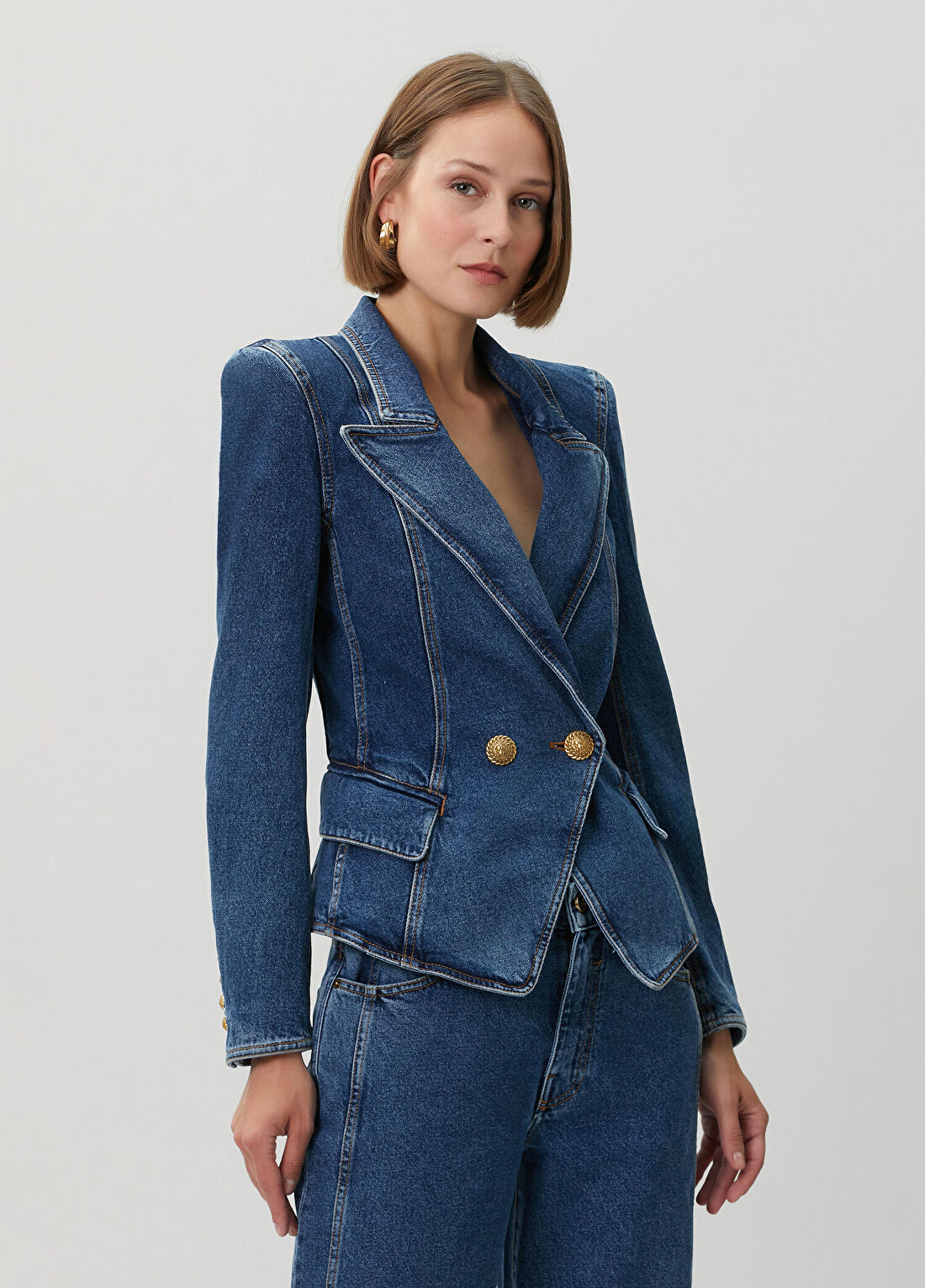 Balmain Mavi Denim Ceket görsel 3