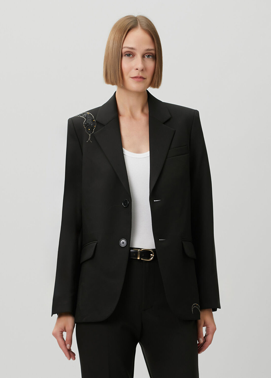 Zadig&Voltaire Vanille Siyah Taş İşlemeli Blazer