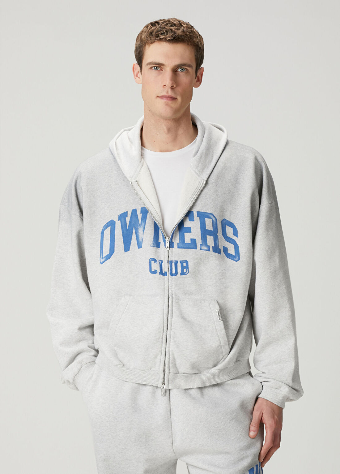 Represent Açık Gri Kapüşonlu Sweatshirt