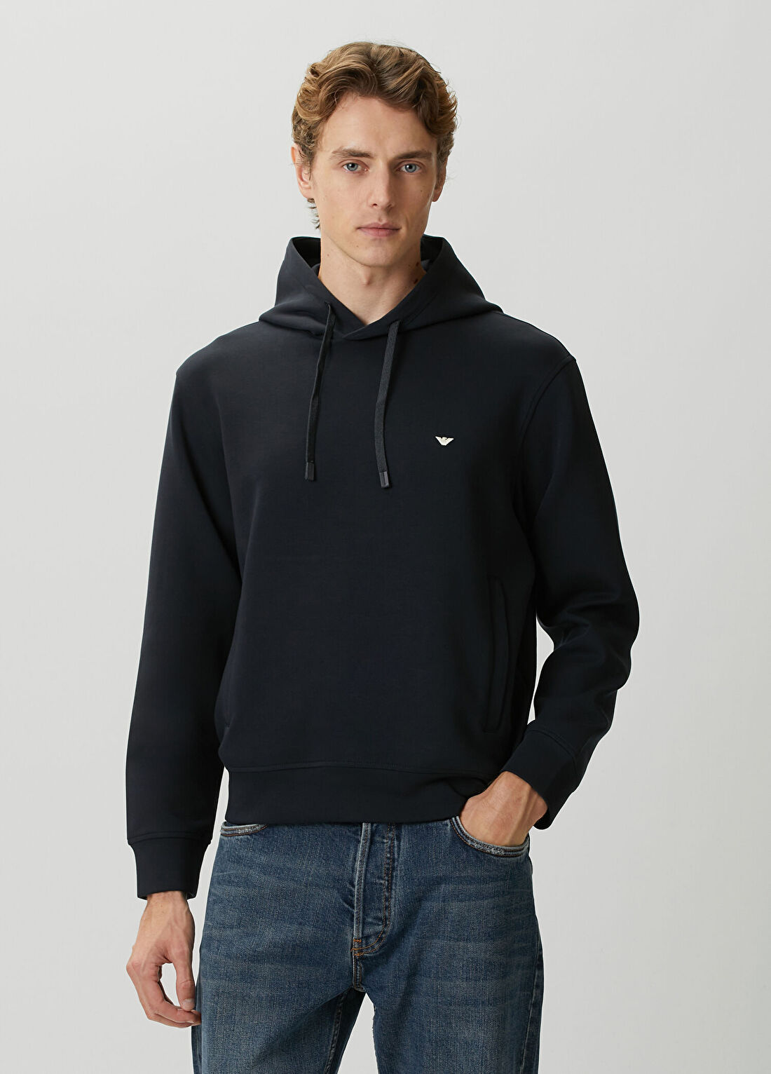 Emporio Armani Lacivert Kapüşonlu Sweatshirt
