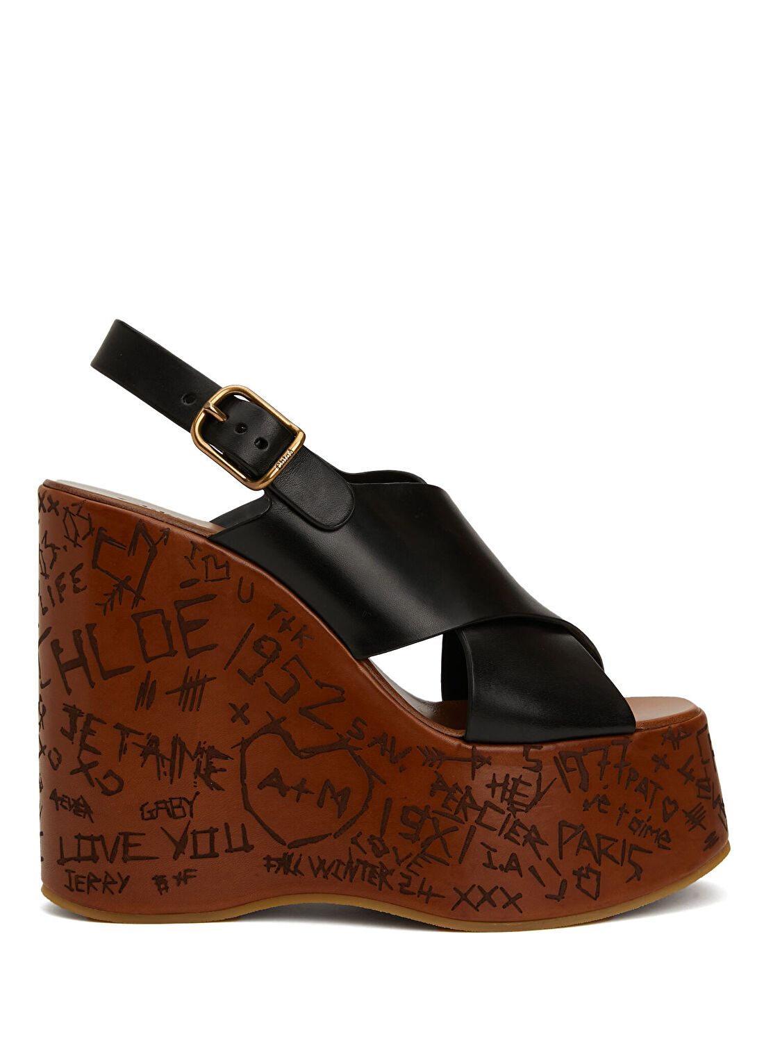 Chloe Maxime Wedge Siyah Kadın Deri Espadril