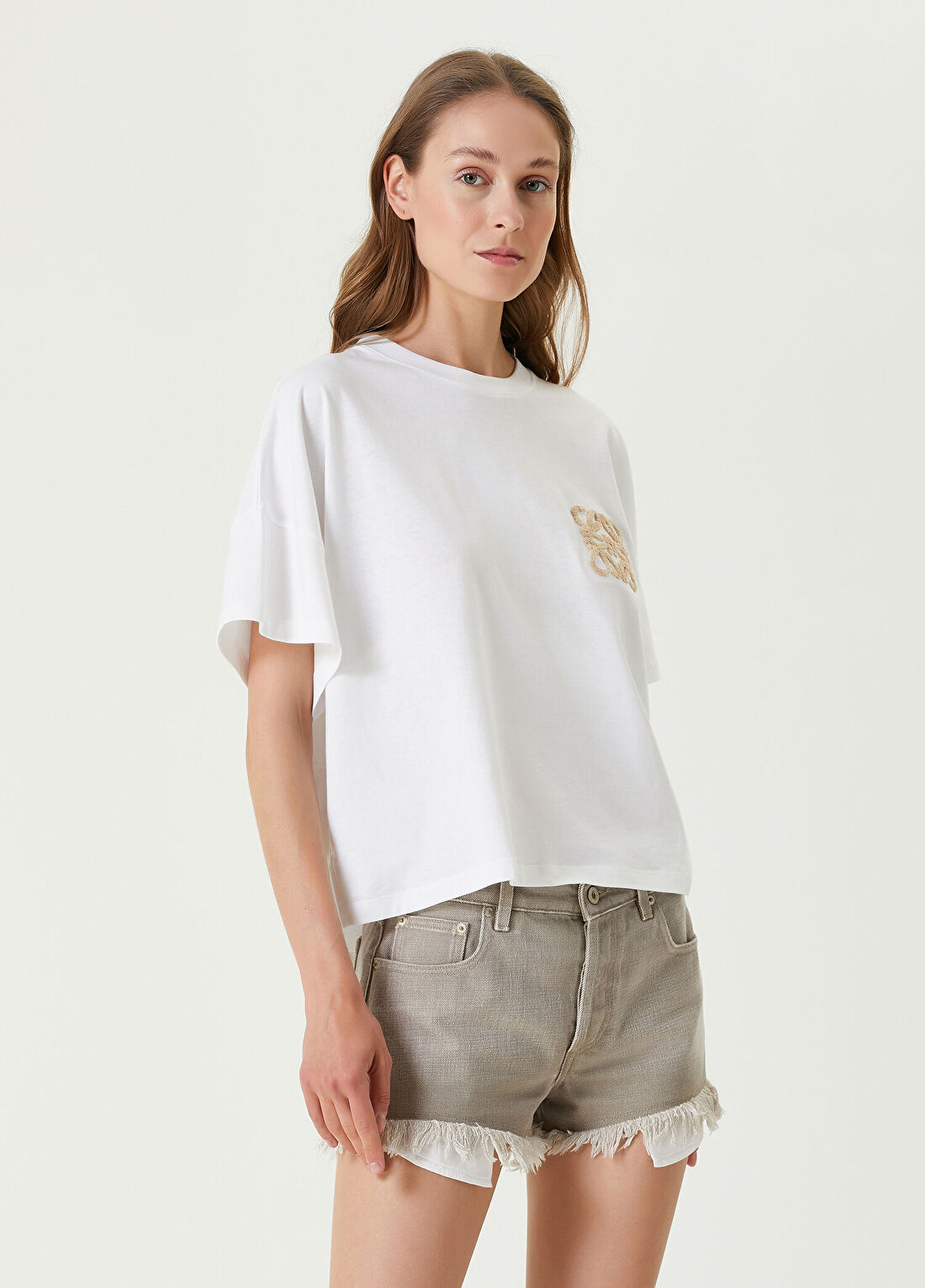 Loewe x Paula's Ibiza Beyaz Logo Nakışlı T-shirt görsel 3