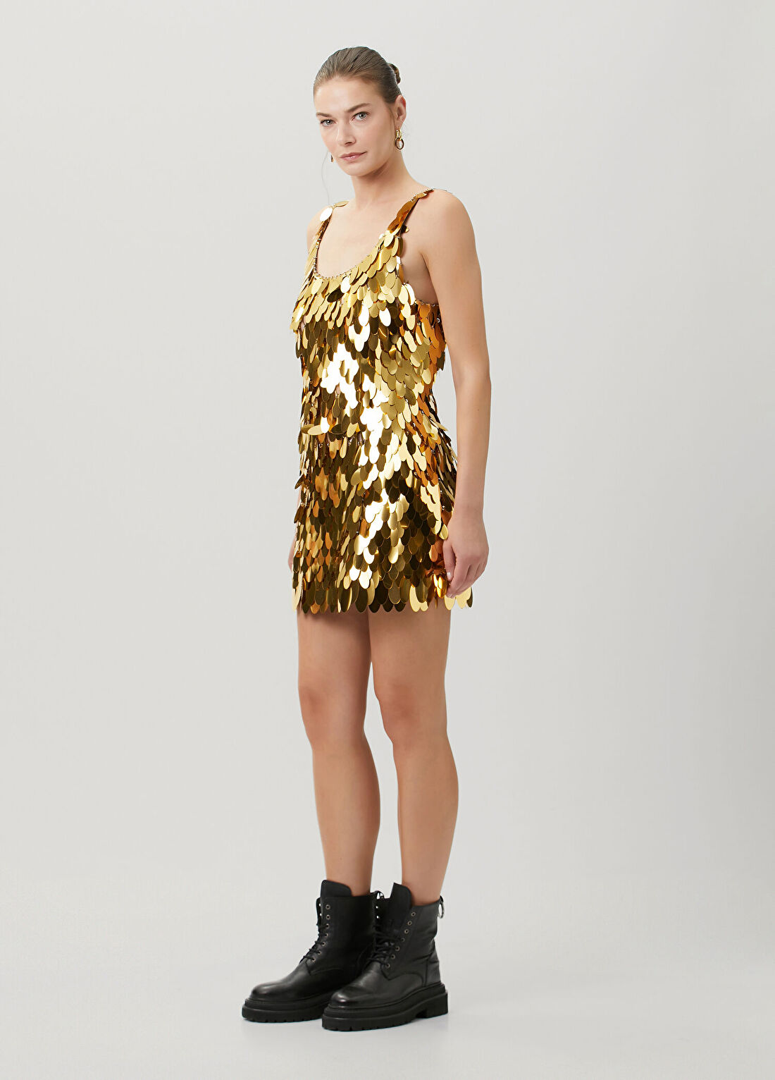 Rabanne Robe Gold Midi Kokteyl Elbise görsel 2