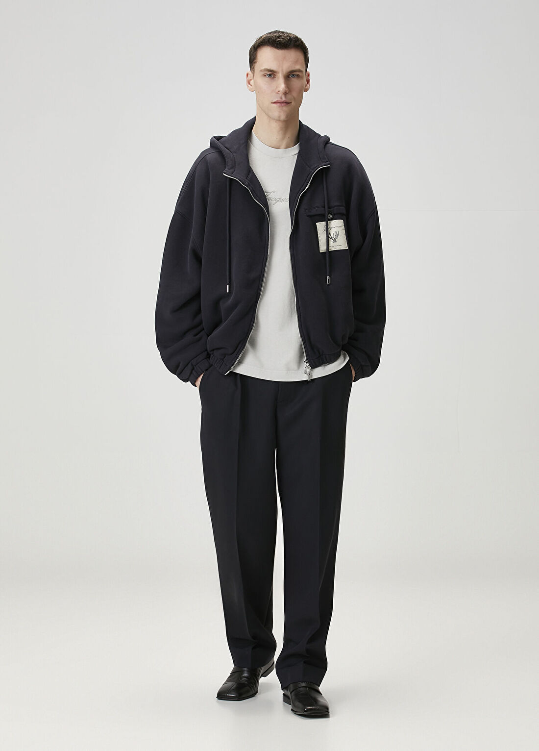 Jacquemus Lacivert Pilili Yün Pantolon