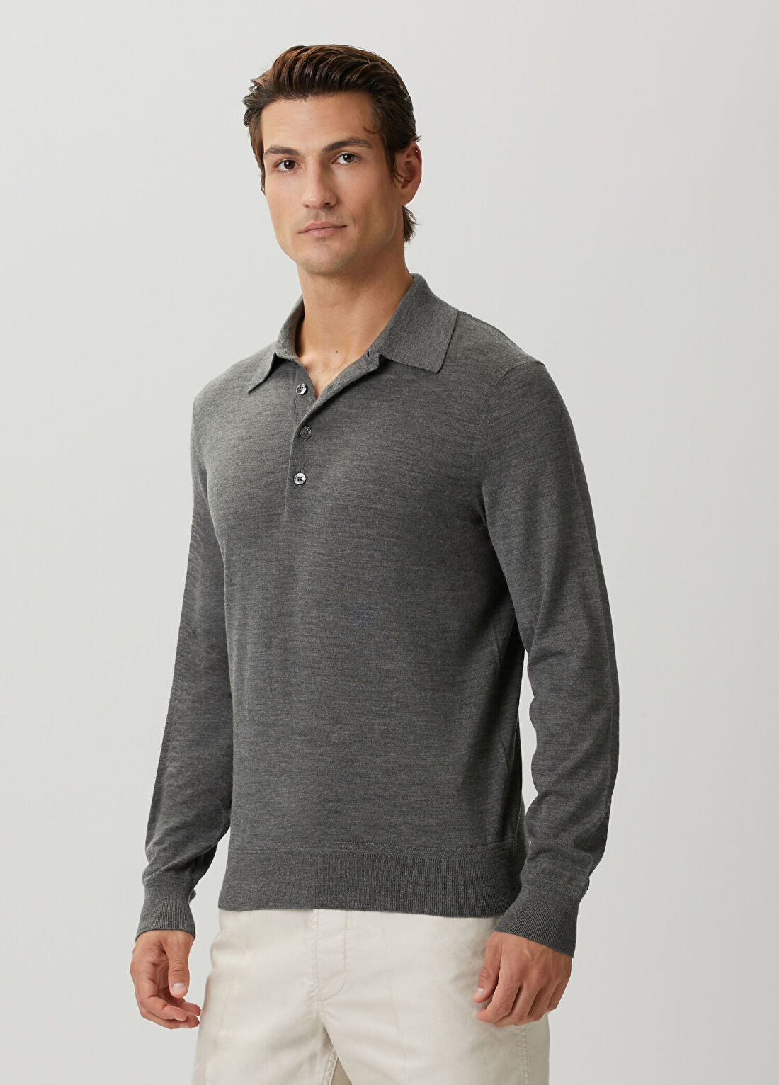 Tom Ford Gri Polo Yaka Yün Triko görsel 3
