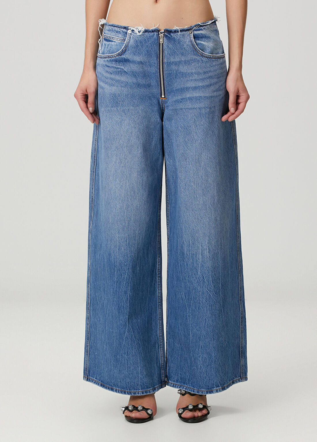 T by Alexander Wang Surge Wide Leg Mavi Jean Pantolon görsel 2