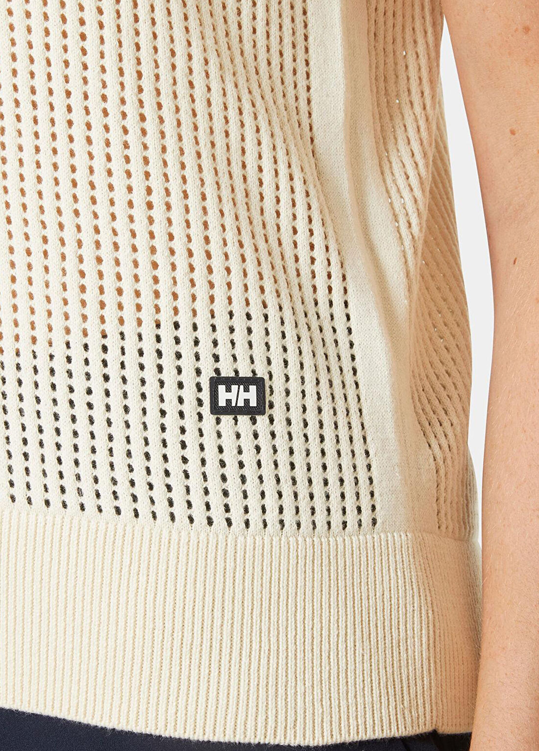 Helly Hansen W Salt Knit Bej V Yaka Kolsuz Kadın T-Shirt görsel 4
