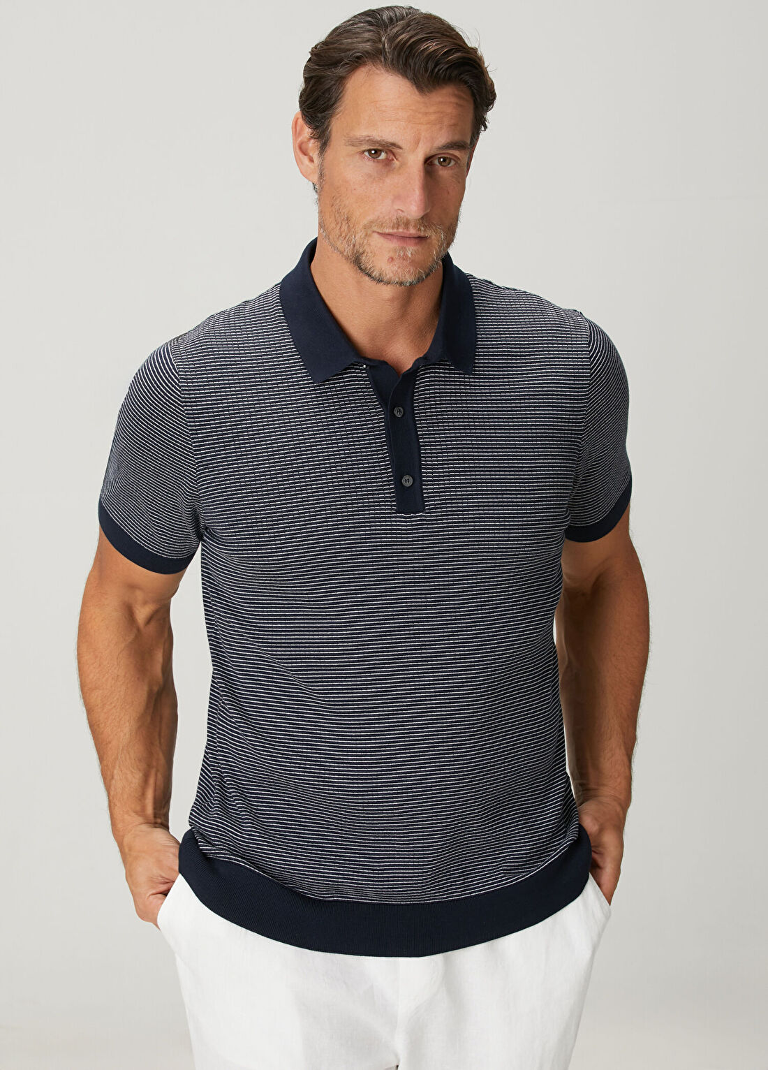 Beymen Collection Lacivert Polo Yaka Kısa Kollu Triko görsel 2