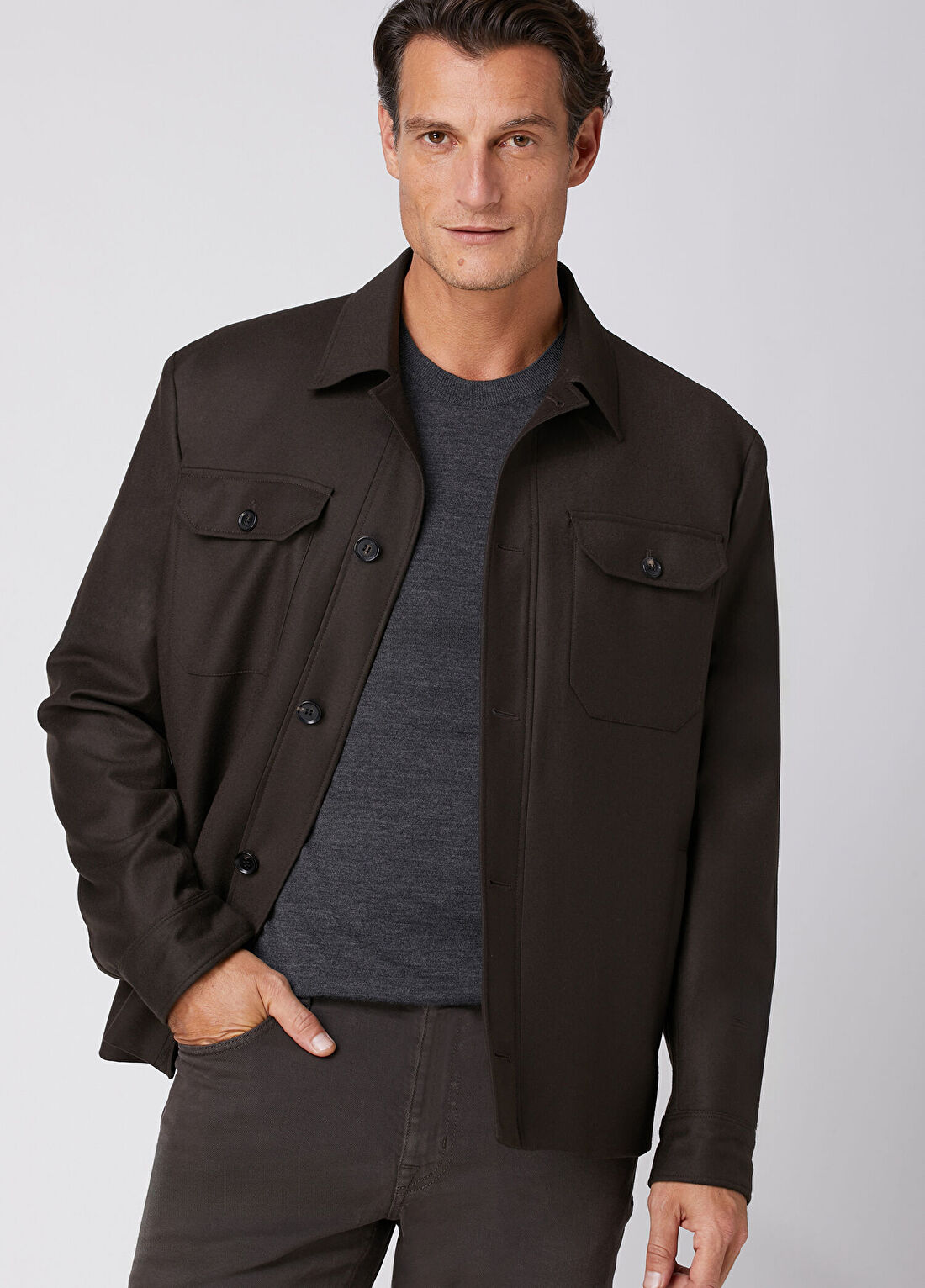 Beymen Collection Kahverengi 4 Cepli Flanel Yün Dış Gömlek