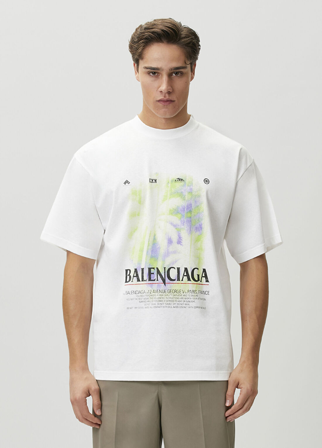 Balenciaga Beyaz Logo Baskılı T-shirt