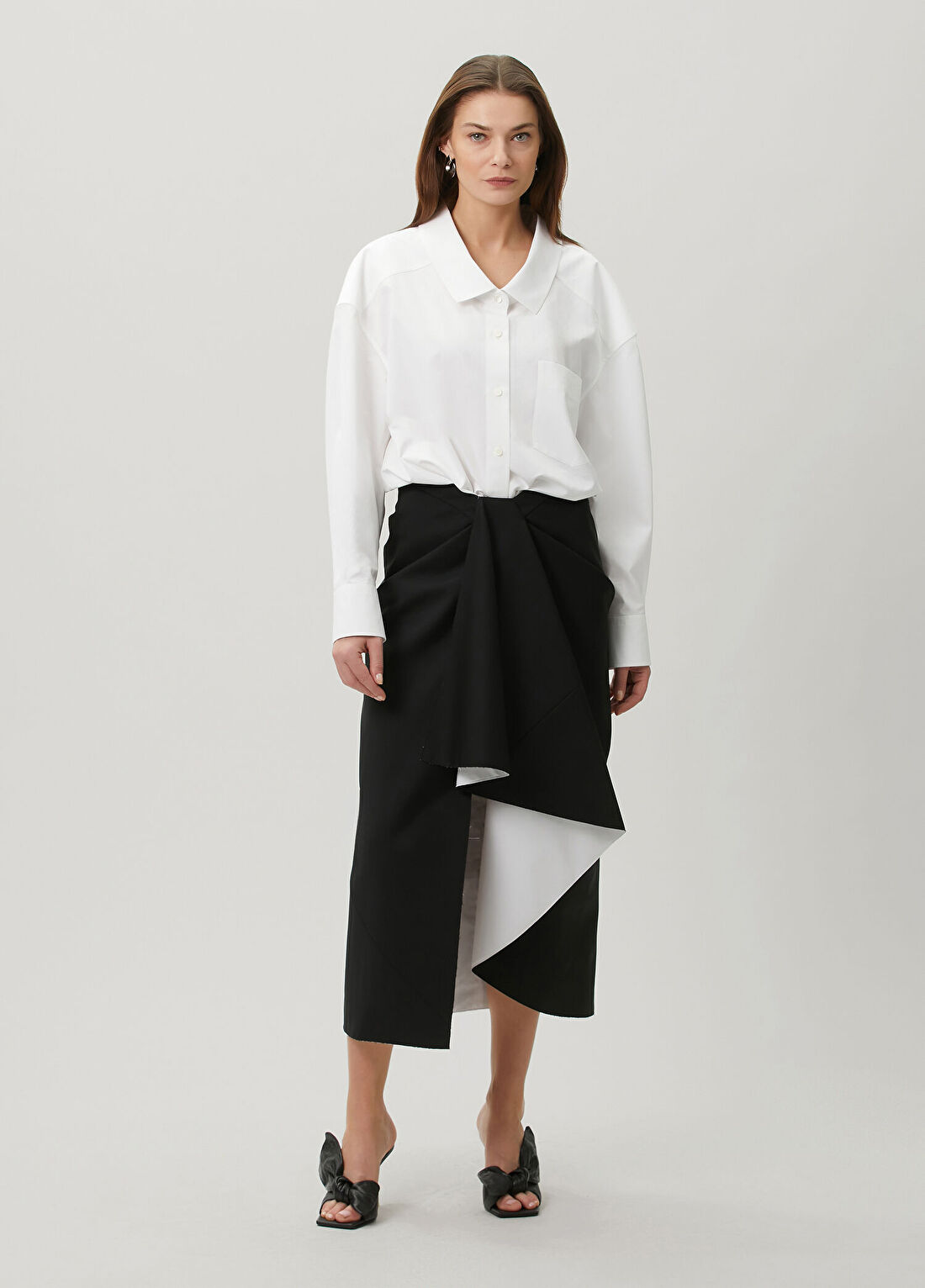 Givenchy Siyah Bel Detaylı Midi Yün Etek