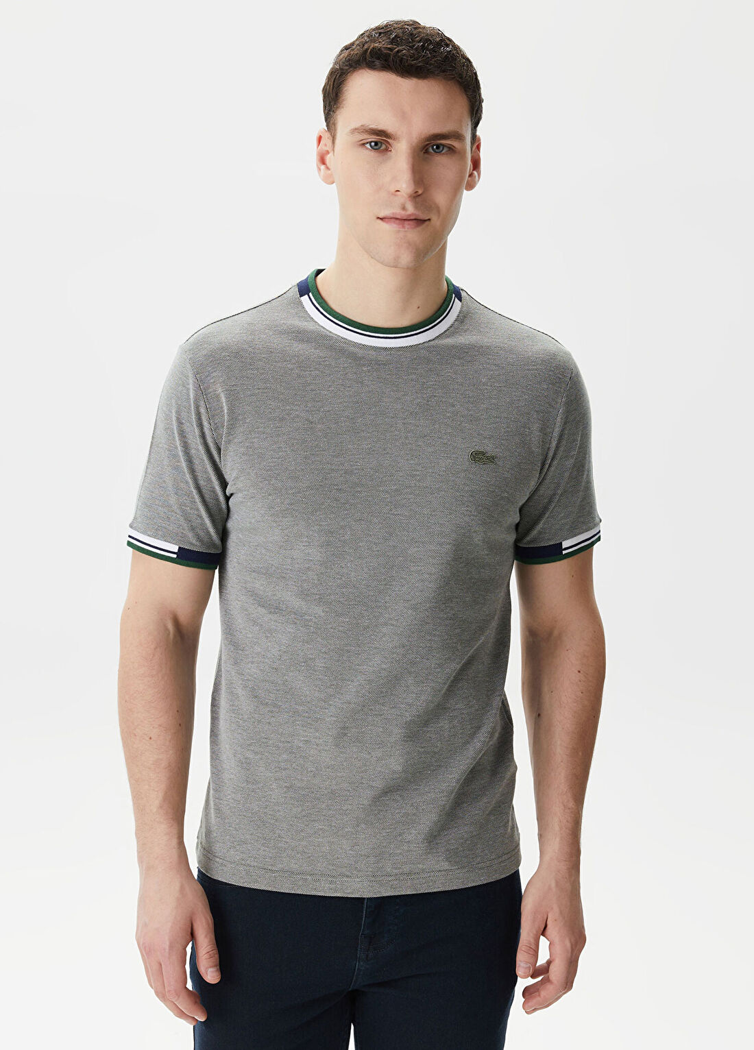Lacoste Regular Fit Bisiklet Yaka Haki Erkek T-Shirt