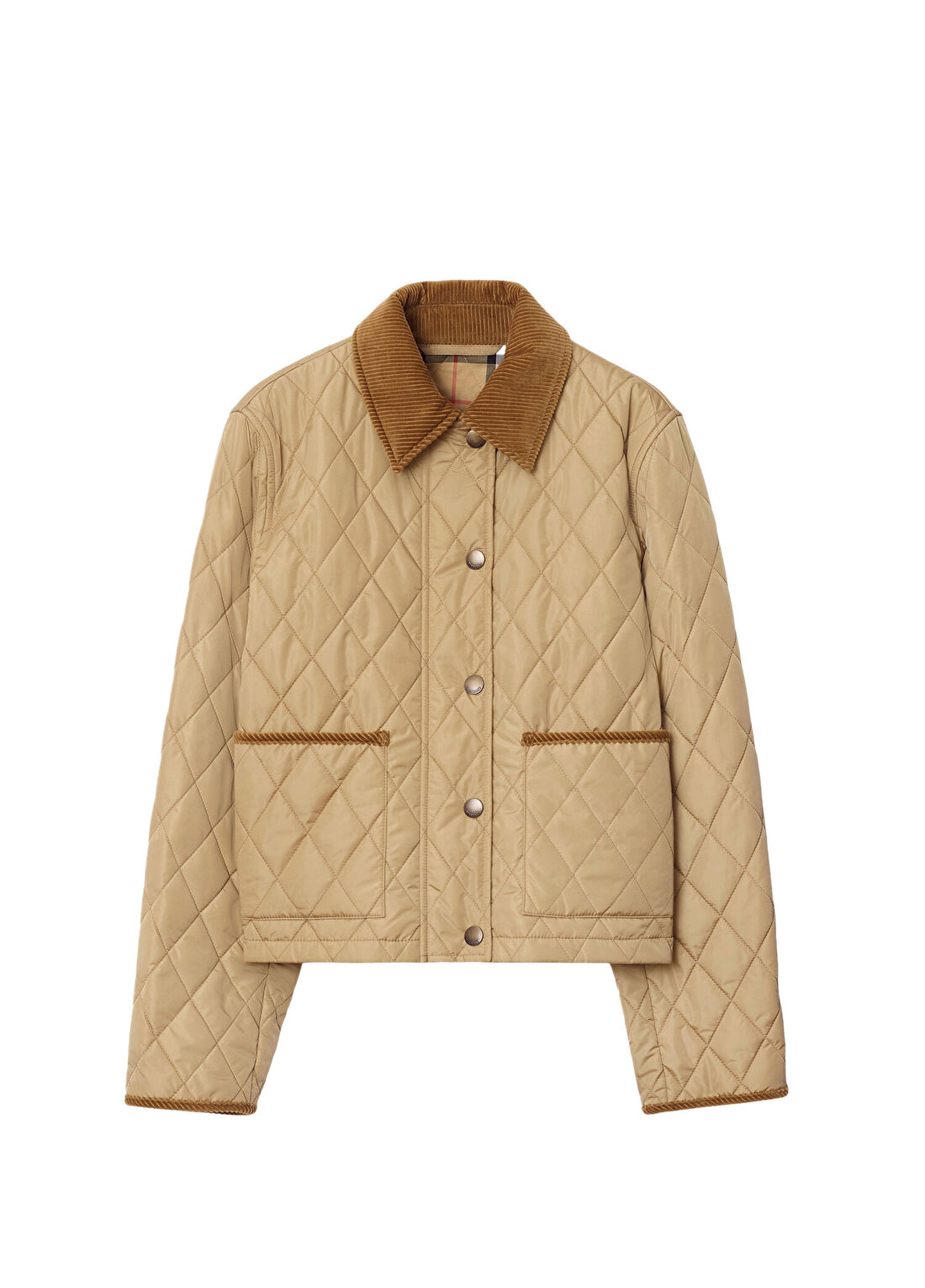 Burberry Bej Yaka Detaylı Kadın Mont görsel 4