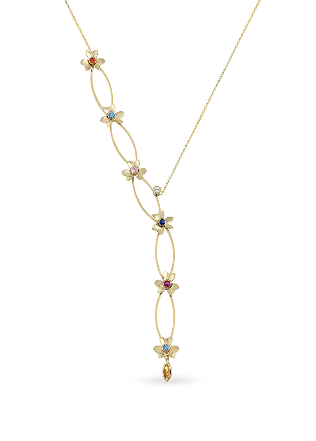Orena Jewelry Flower Pırlanta Taşlı 14 Ayar Altın Kadın Kolye
