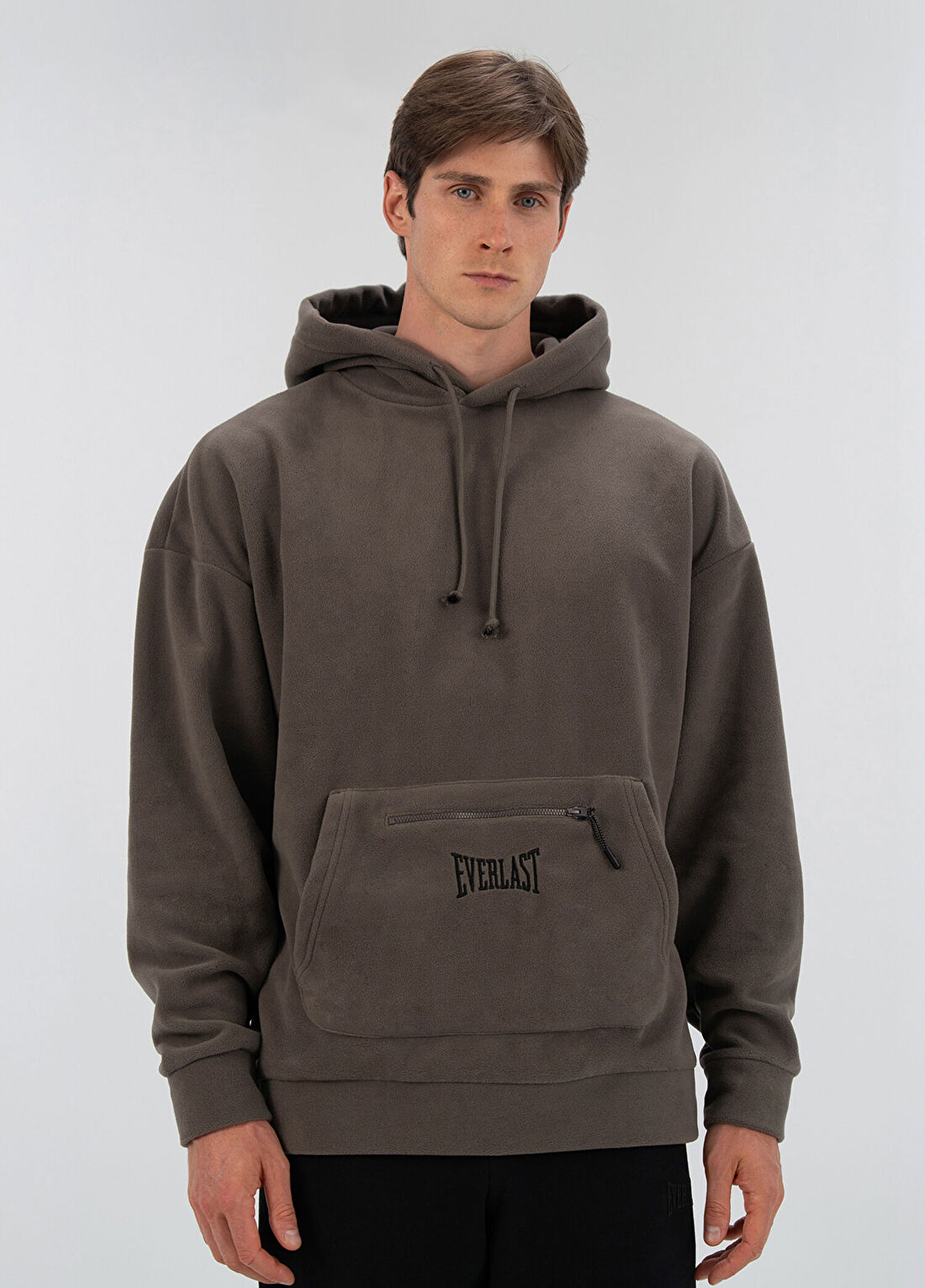 Everlast Winter Essentials Füme Polar Kapüşonlu Erkek Spor Sweatshirt