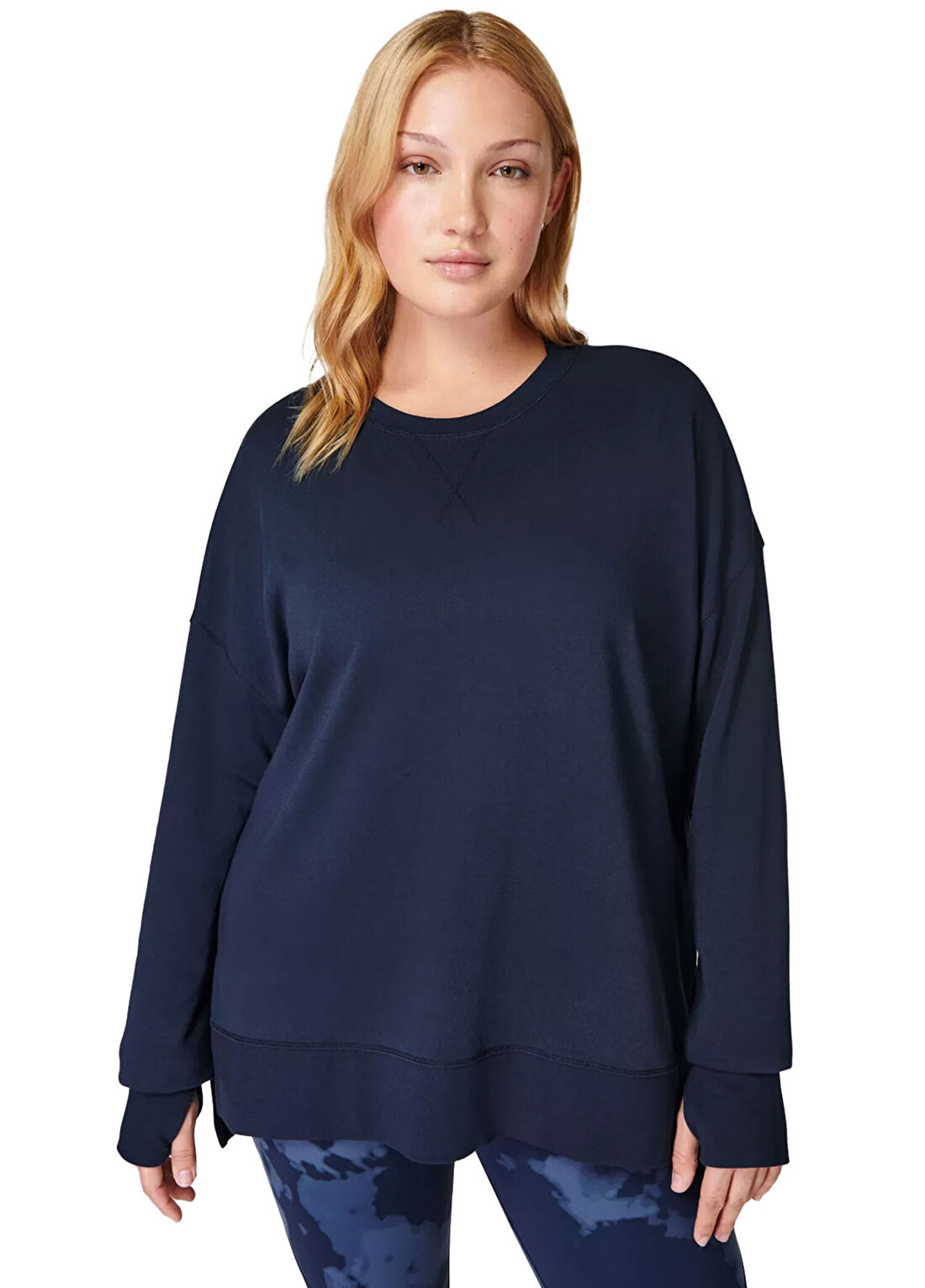Sweaty Betty After Class Longline Lacivert Kadın Spor Sweatshirt görsel 2