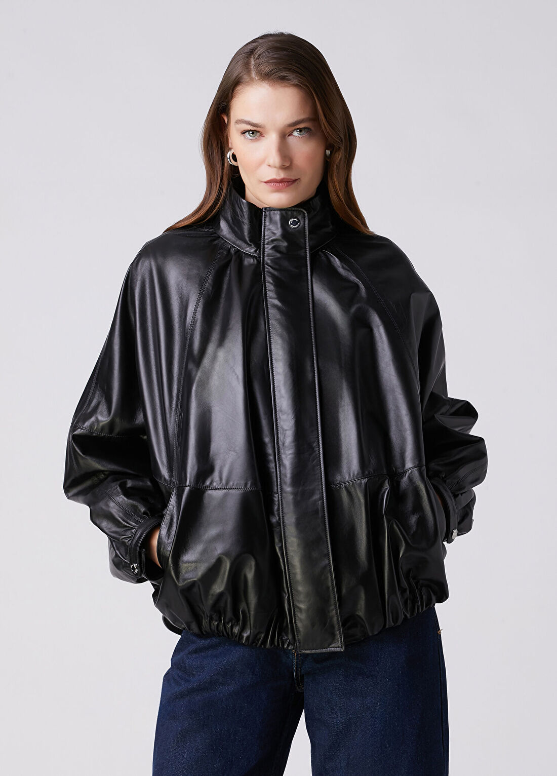 Beymen Collection Siyah Balon Formlu Deri Ceket görsel 4