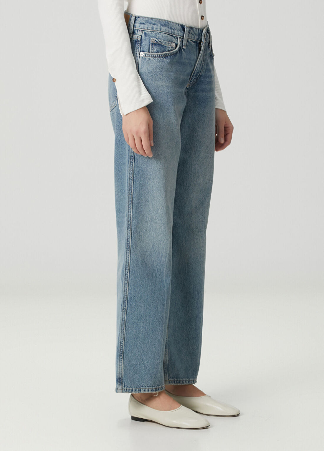 Rag&Bone Saige Relaxed Straight Mavi Jean Pantolon görsel 3