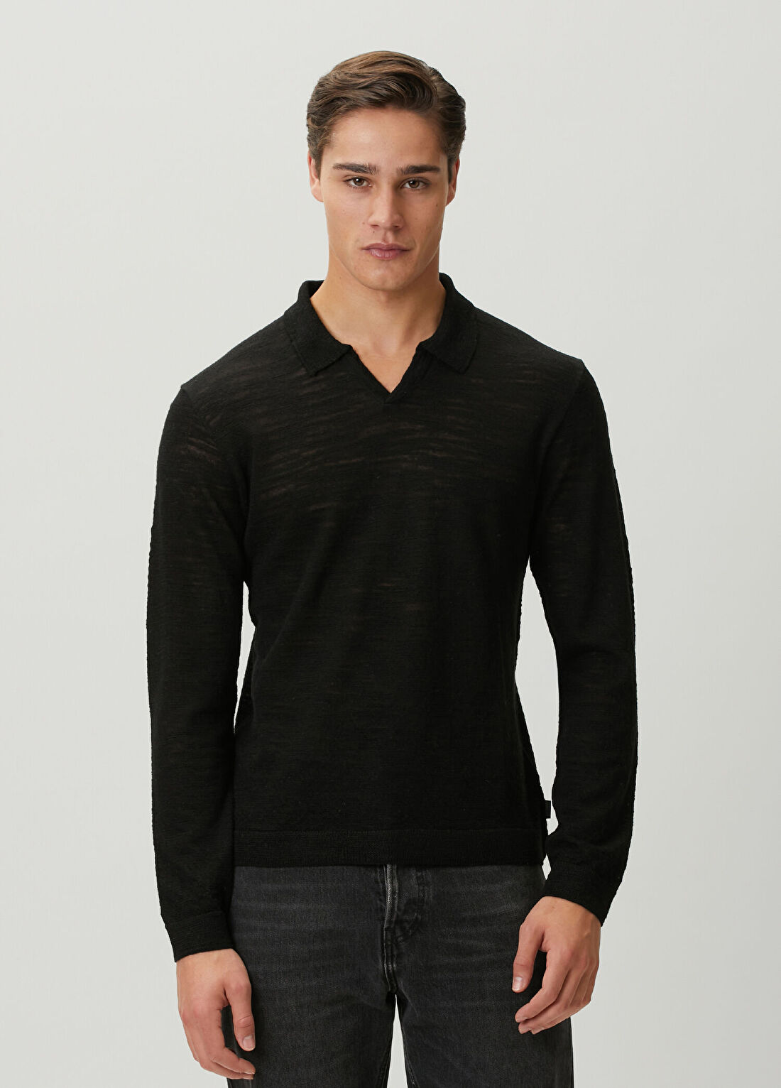 John Varvatos Luciano Siyah Polo Yaka Yün Triko