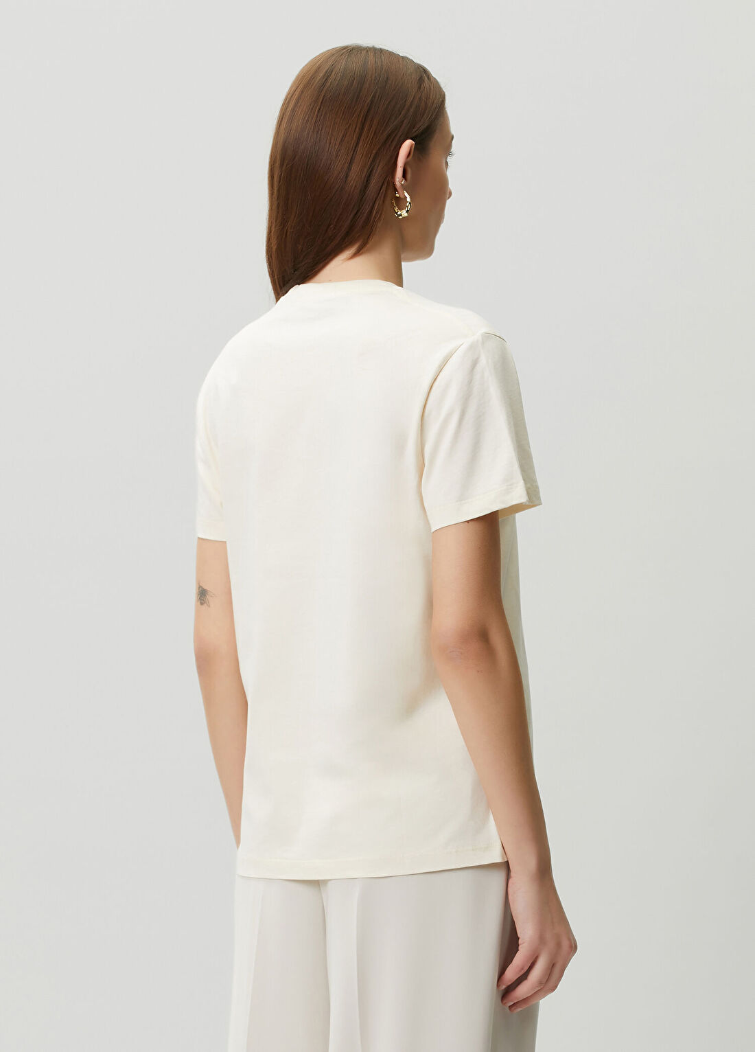 Wardrobe Nyc Kırık Beyaz Basic T-shirt görsel 4