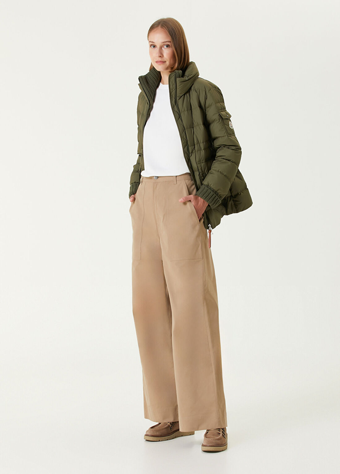 Moncler Camel Wide Leg Pantolon