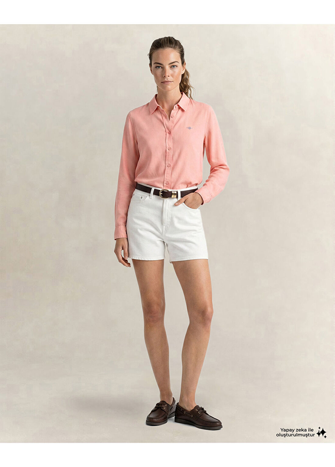 Gant Pembe Regular Fit Uzun Kollu Kadın Gömlek görsel 3