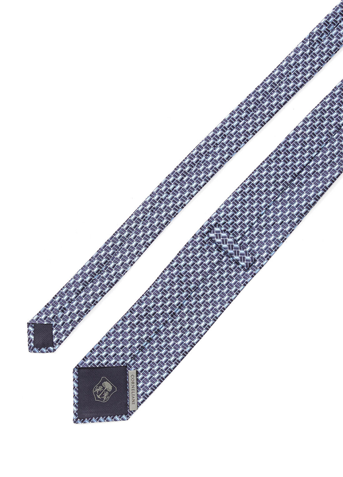 Corneliani Gri Geometrik Desenli İpek Kravat görsel 2