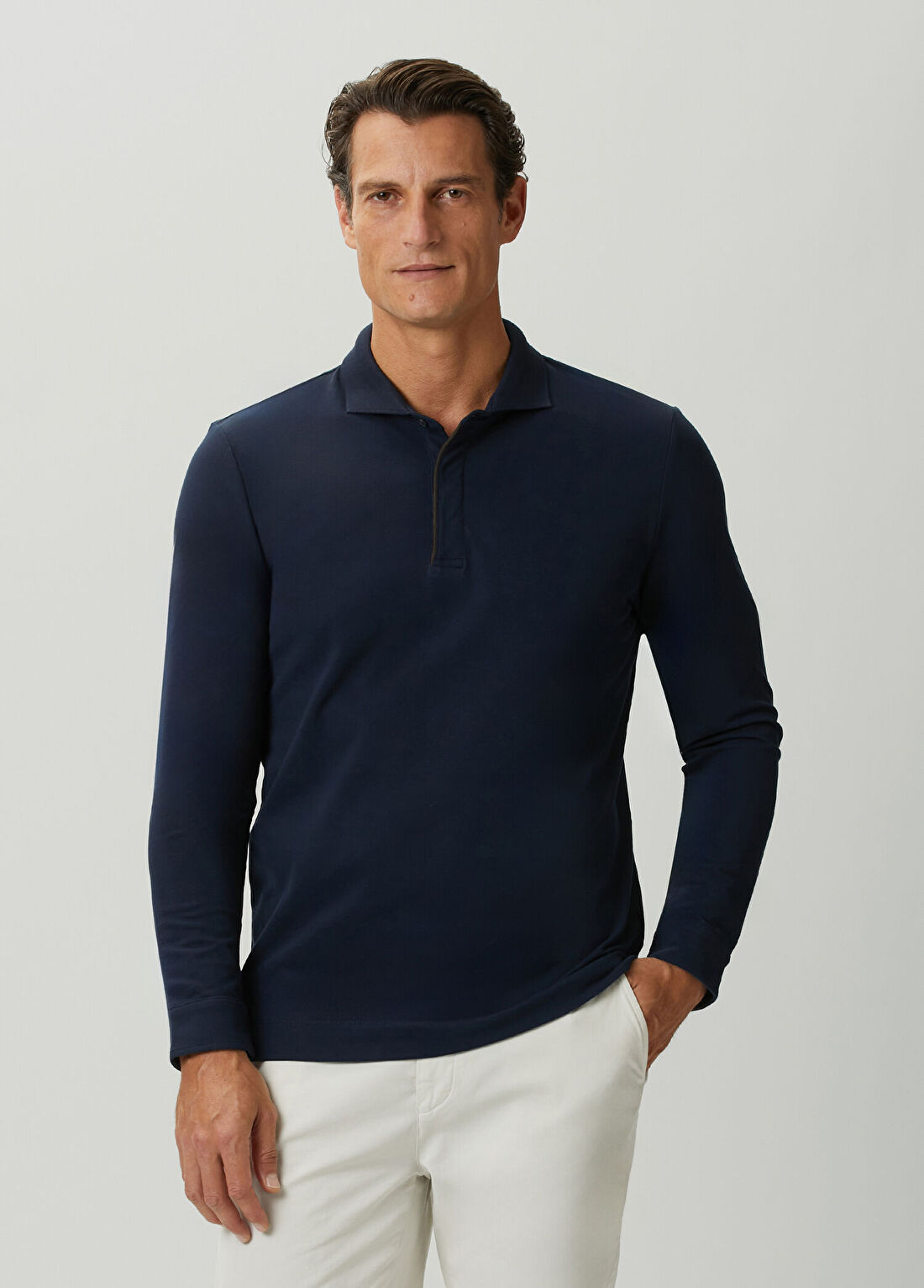 Beymen Collection Lacivert Uzun Kollu Pike Gömlek