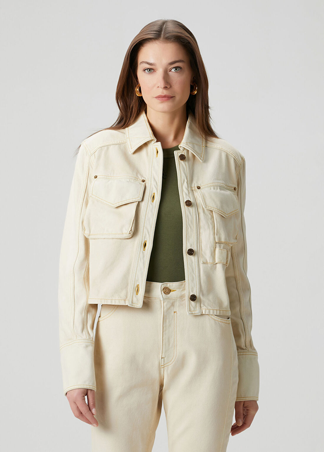 Balmain Bej Denim Ceket