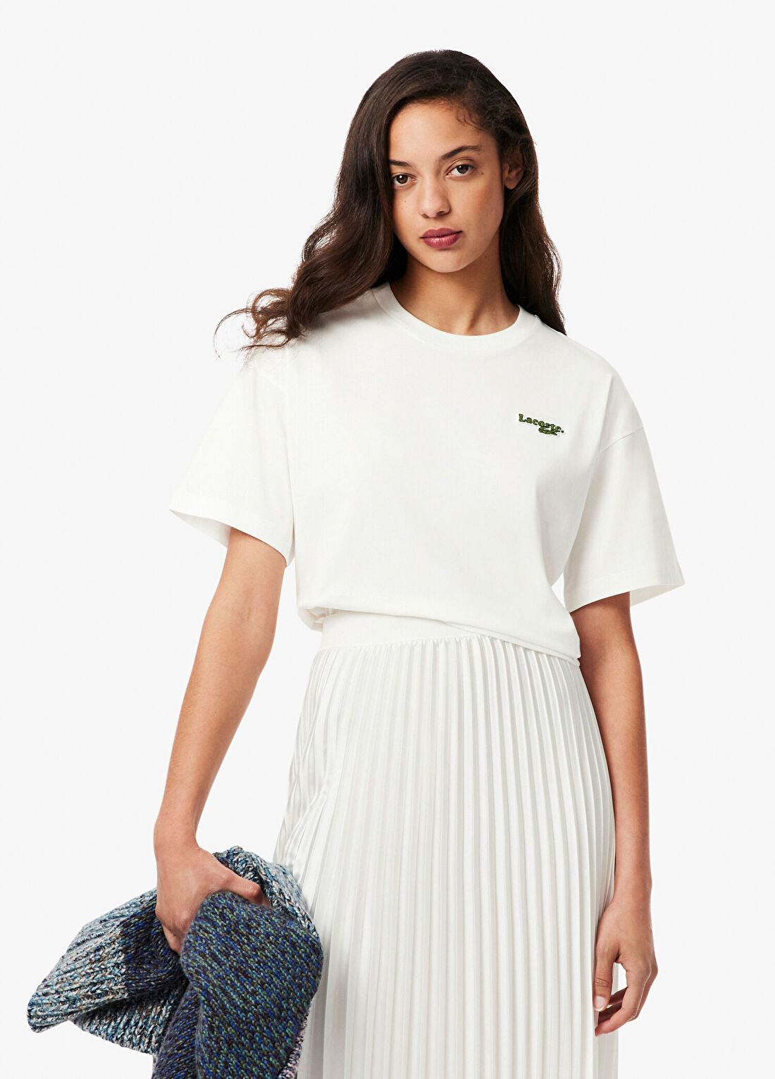 Lacoste Beyaz Relaxed Fit Bisiklet Yaka Kısa Kollu Kadın T-Shirt