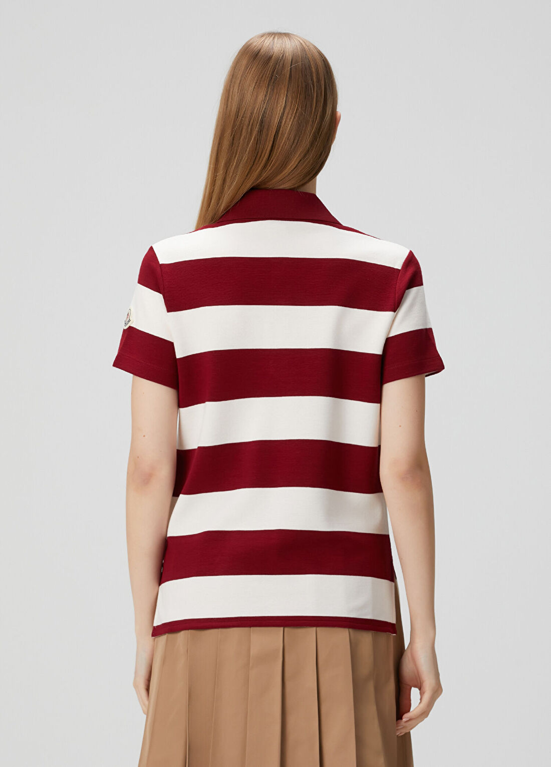 Moncler Kırmızı Beyaz Çizgili Polo T-shirt görsel 4