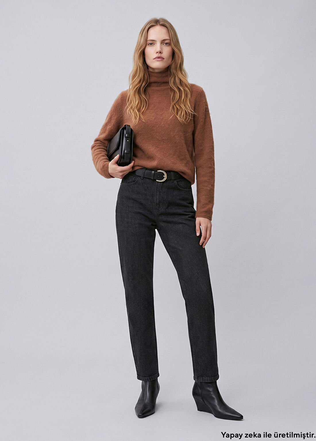 Network Siyah Mom Fit Denim Pantolon