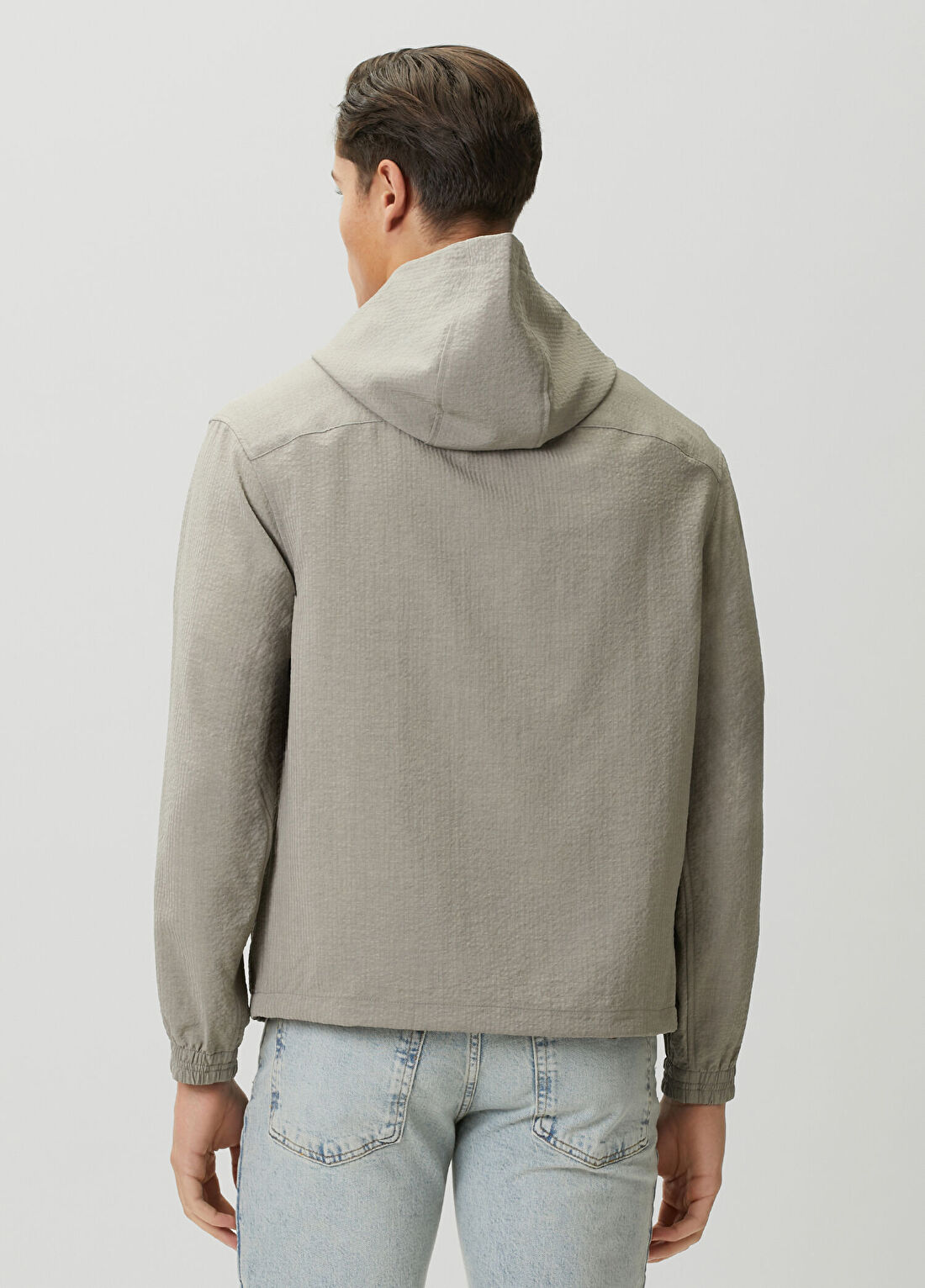Emporio Armani Bej Kapüşonlu Gofreli Mont görsel 4