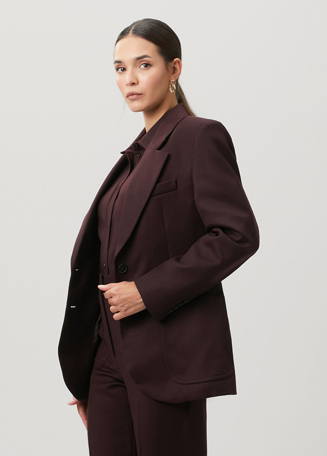 Victoria Beckham Bordo Yün Ceket