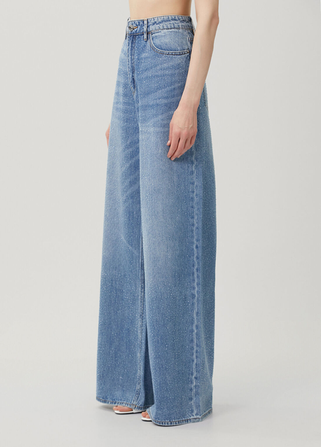 Guess Alba Loose Fit Mavi Jean Pantolon görsel 3