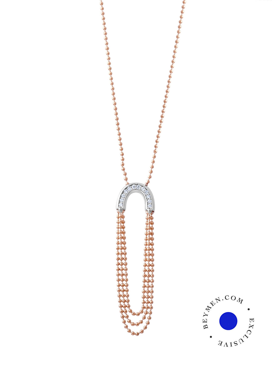Safir Mücevher Luna Döngü Pırlanta Taşlı 14 Ayar Rose Gold Kadın Kolye
