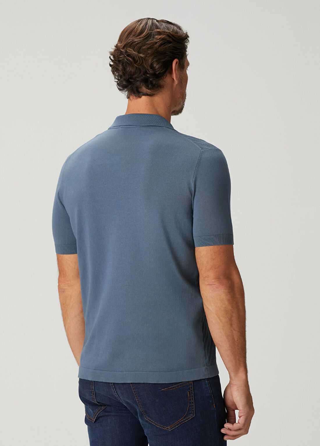 Corneliani Mavi Polo Yaka Kısa Kollu Triko görsel 4