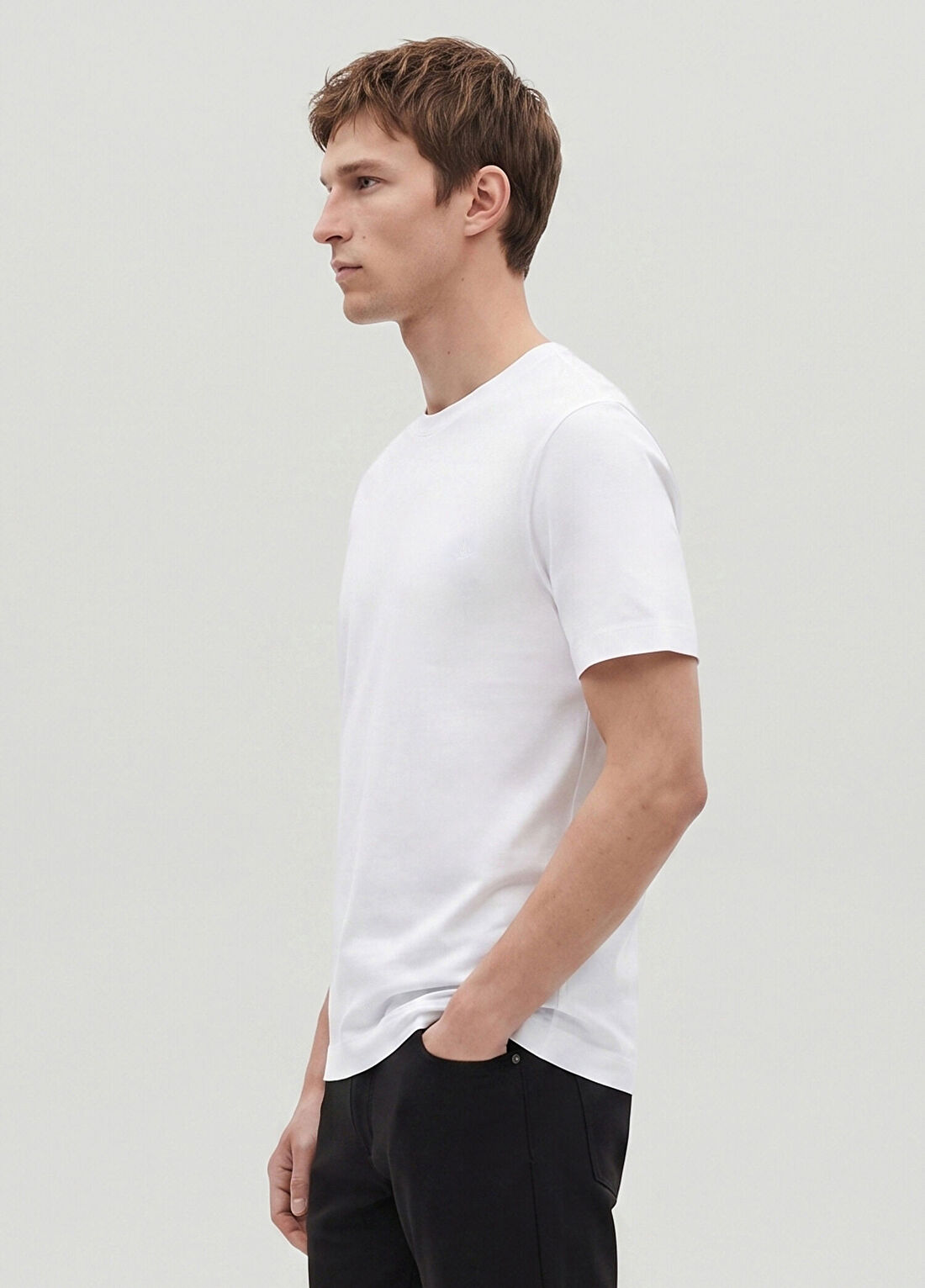 Beymen Club Basic Fit Kırık Beyaz Compact Jersey T-shirt görsel 3