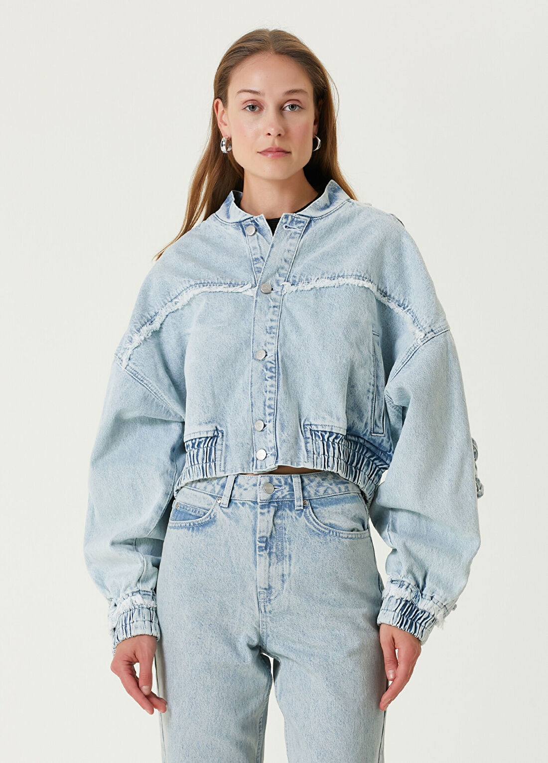Lol Minka Mavi Denim Bomber Ceket görsel 3