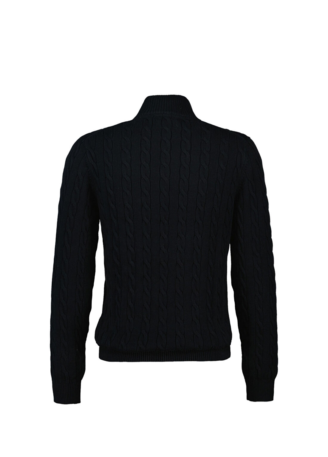 Gant Siyah Yarım Fermuarlı Regular Fit Erkek Örgü Kazak görsel 2