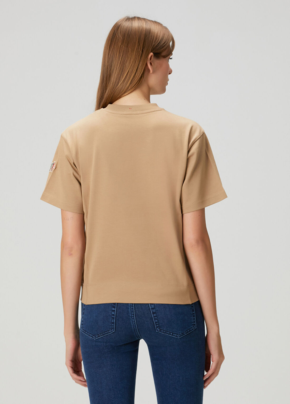 Moncler Grenoble Koyu Bej Logolu T-shirt görsel 4