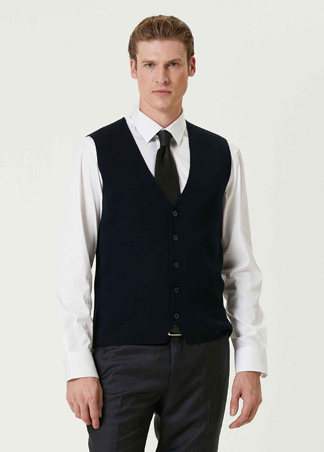 Beymen Collection Lacivert Yün Triko Yelek