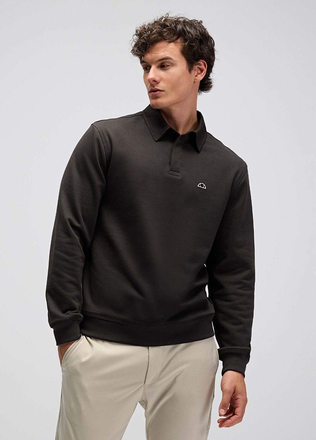 Ellesse Haki Polo Yaka Uzun Kollu Erkek Sweatshirt EM607-KH