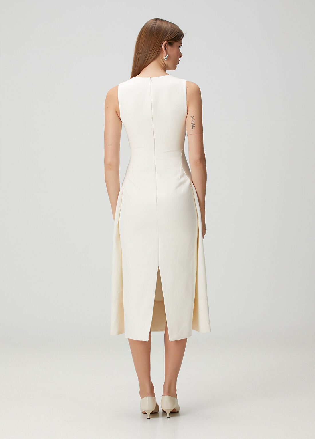 Jacquemus Tablier Beyaz Midi Keten Elbise görsel 4